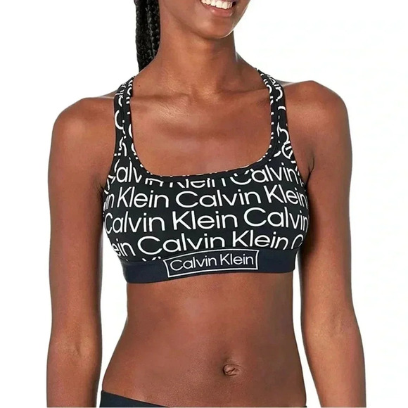 Women’s Calvin Klein Logo Print Bralette Small Black/White NWT - Picture 1 of 8